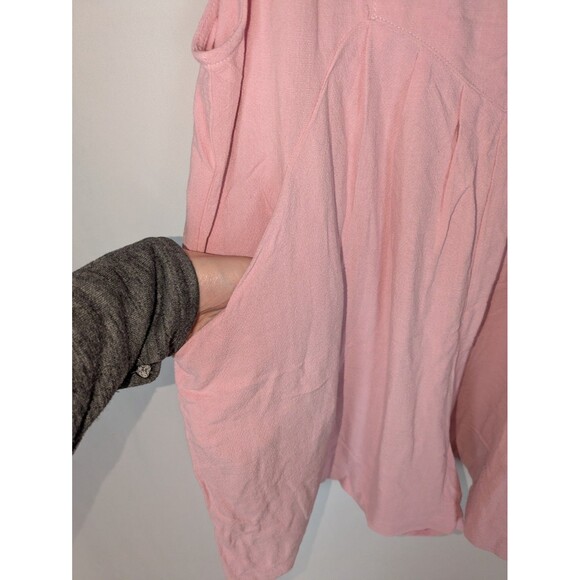 NWT Daceslon Jumpsuit L Women's Pink Adjustable Strap Linen Jumper Bib Overalls - Picture 2 of 8